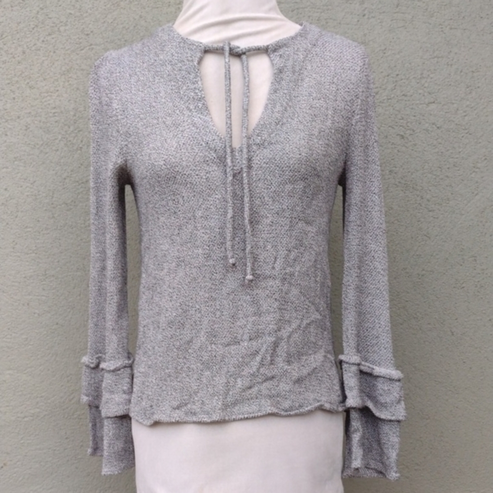 Maven West Ruffle Sleeve Linen Sweater Tunic XS